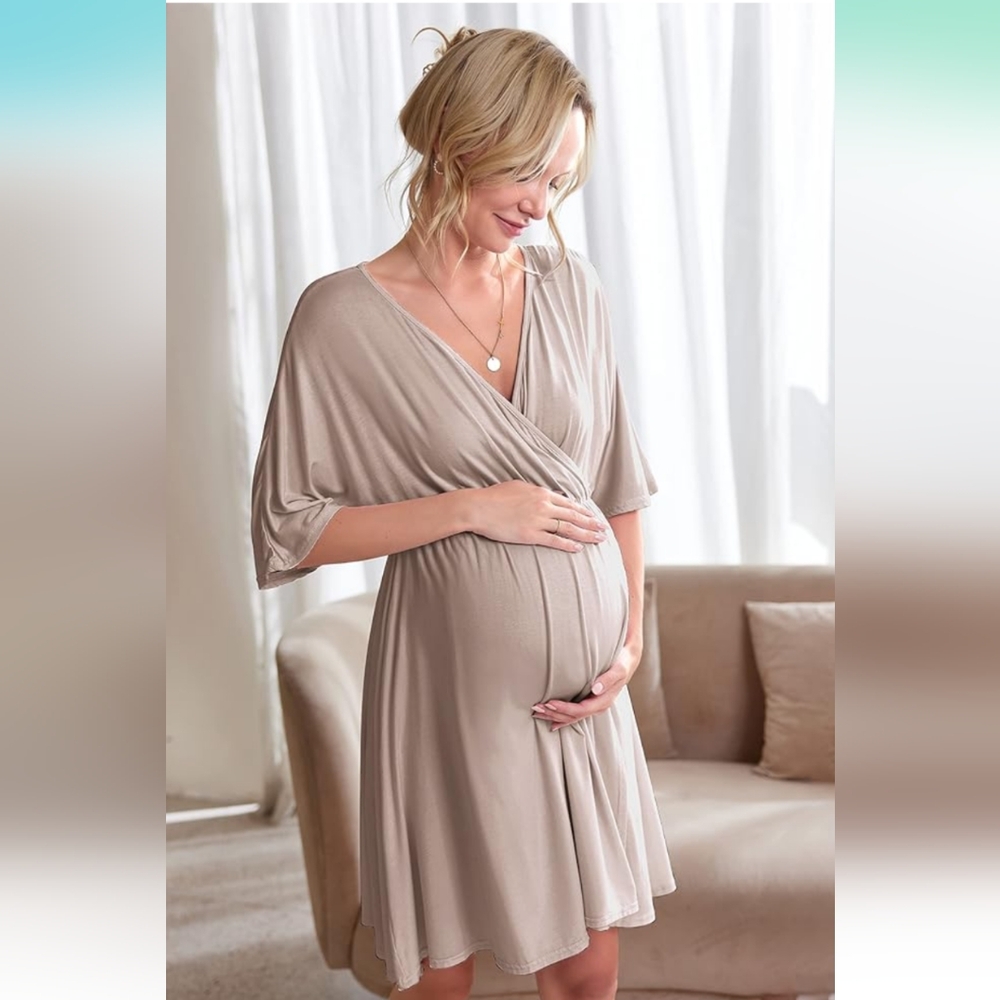 3 in 1 Labor/Delivery/Hospital Gown Maternity Dress Nursing Nightgown Sleepwear